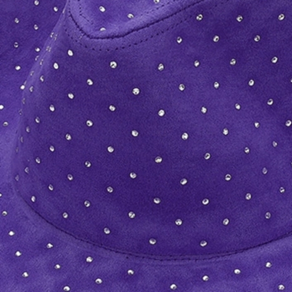 Purple Crystal Suede Fedora Rhinestone Hat Brim Womens Cowboy Cowgirl Western main image 6